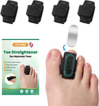Hammer Toe Straightener for Men & Women - 4 Pack Soft & Breathable Toe Splints for Hammer, Bent & Curled Toes - Hammer Toe Corrector & Wrap for Walking, Running & Rest (Black)