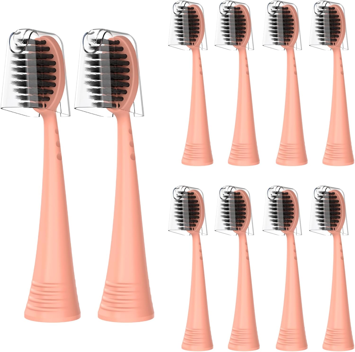 Replacement Toothbrush Heads with Covers for Burst (10 Count, Rose Gold)