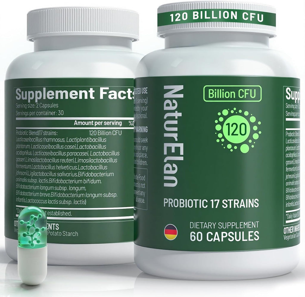 Probiotics for Women & Men - 120 Billion CFU, 17 Powerful Strains for Gut Health, Immunity & Fast Bloating Relief, Third - Party Tested, Non-GMO & Vegan Probiotics Formula for Digestive Health, 60 CT