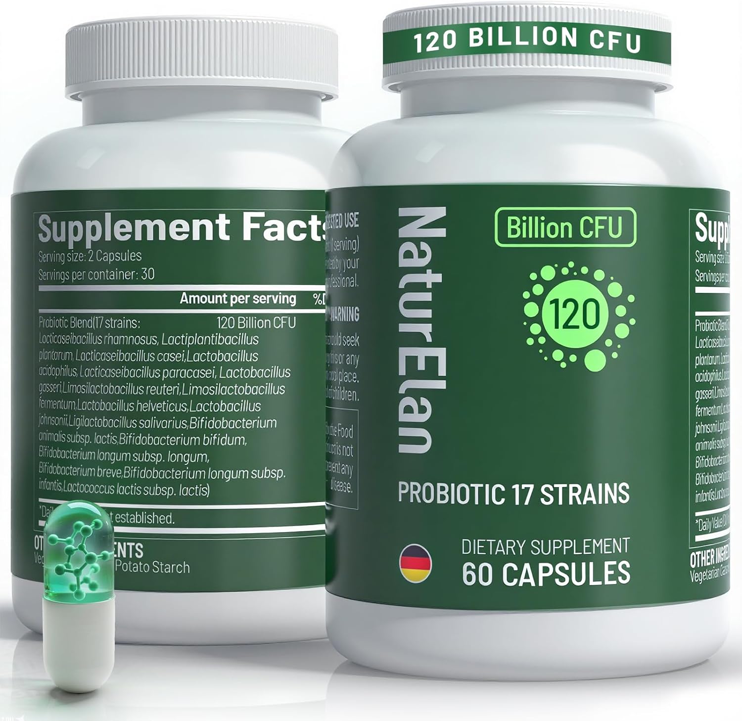 Probiotics for Women & Men - 120 Billion CFU, 17 Powerful Strains for Gut Health, Immunity & Fast Bloating Relief, Third - Party Tested, Non-GMO & Vegan Probiotics Formula for Digestive Health, 60 CT