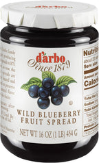 D’arbo All-Natural Wild Blueberry Fruit Spread, 16 oz | Crafted Tradition | Pure Fruit Flavor | No Artificial Preservatives—Ensuring a Naturally Sweet and Flavorful Spread.