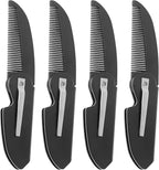 4-Pack Handmade Sawcut Mustache Comb, Best Pocket Folding Comb for Moustaches and Short Beards