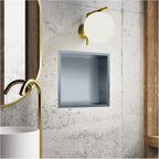 Double Compartment Bathroom Shower Niche, 304 Stainless Steel Recessed Storage Organizer, Waterproof Wall Shelf for Storage Over-Mounted Installation,Gray,12.5x4.9in