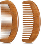 2 Pack Wooden Comb, Beard Comb for Men, Hair Combs for Women - Green Sandalwood