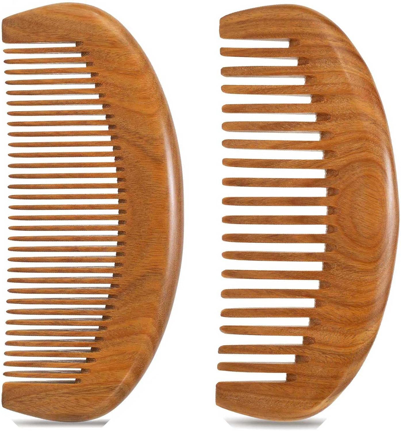 2 Pack Wooden Comb, Beard Comb for Men, Hair Combs for Women - Green Sandalwood