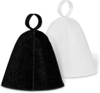 2PCS Sauna Hat for Men & Women, Soft Luxury Wool Sauna Cap for Bath House Accessories, Sauna Hair Protector Ideal Gifts for Sauna Lovers Russian Heated Hat(White Black)