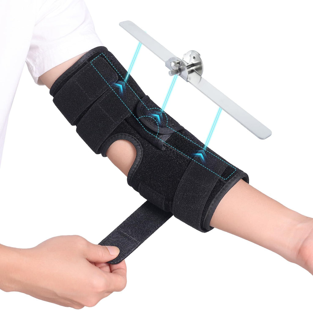 Cubital Tunnel Syndrome Elbow Brace, Ulnar Nerve Entrapment Splint, Elbow Immobilizer for Night Sleeping and Day Working, 4 Angles Adjustable, Fit Women & Men, Right & Left Arm - L/XL