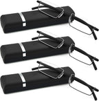 Half Frame Reading Glasses - Half Rim Computer Readers with Glasses Case for Men (3 PCS in Pouch) 1.75