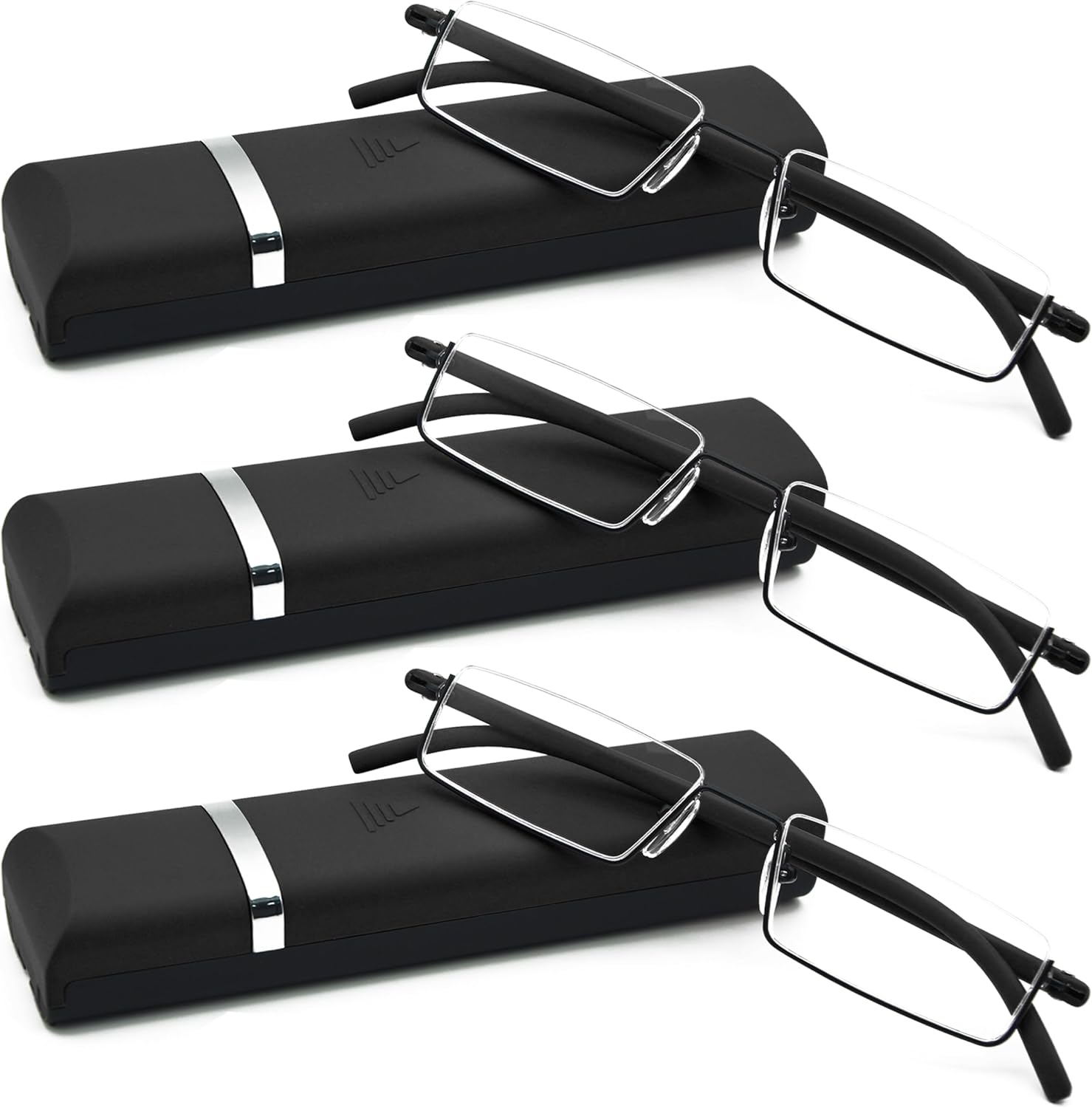 Half Frame Reading Glasses - Half Rim Computer Readers with Glasses Case for Men (3 PCS in Pouch) 1.75