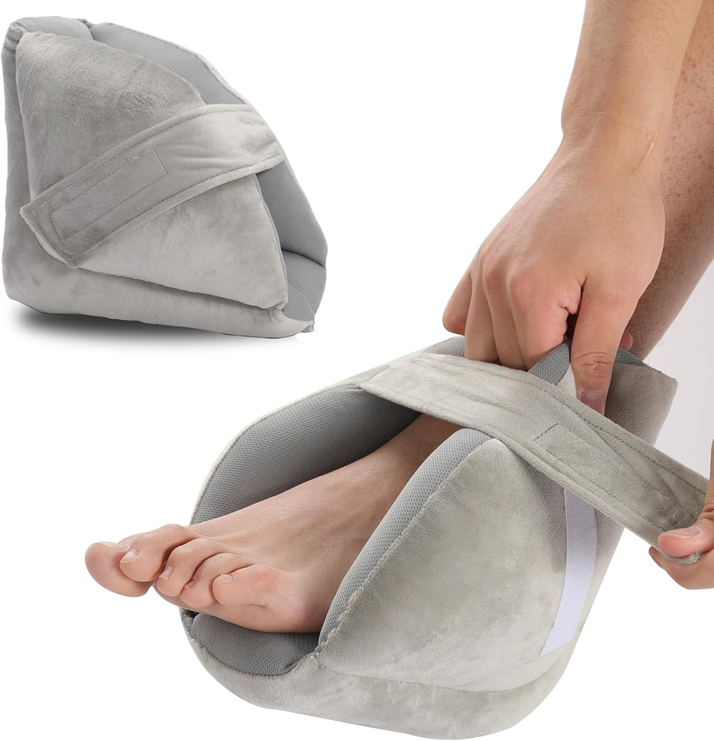 Fanwer Heel Protectors for Pressure Sores - Foot Suppot Pillow, Heel Cushions for Heel Pain Relief, Bedsores, Pressure ulcers, Bedridden, 1 Pcs, Gray