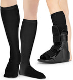 BraceAbility Walking Boot Sock Liners – (1 Pair) Replacement Medical Tube Socks for Under Orthopedic, Air CAM Walkers, Fracture Boots, and Surgical Foot Cast Shoes for Men or Women (Tall Black)