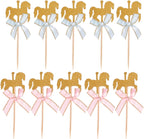 NUOBESTY 20Pcs Carousel Horse Cupcake Toppers Horse Cake Decoration Cake Picks for Birthday Wedding Baby Shower Party Supplies