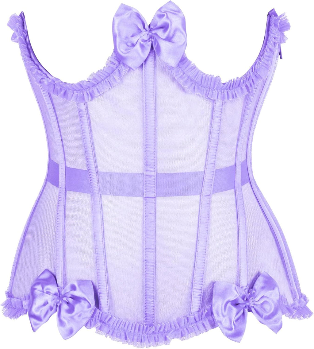 Daisy corsets Women's Daisy Corsets Womens Purple Underwire Mesh Underbust Cincher Corset Top & Plus Size