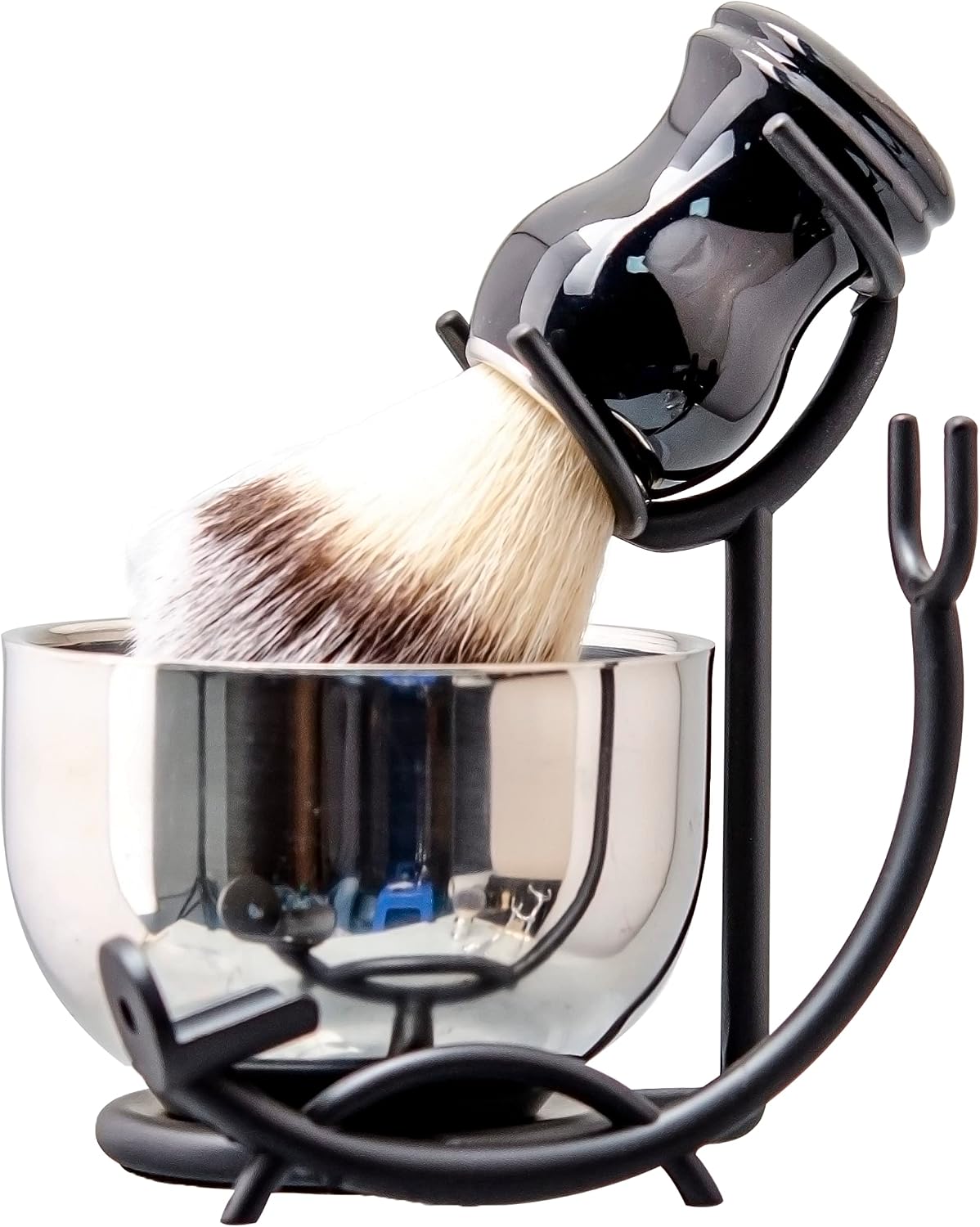 Grandslam Shaving Brush and Bowl Kit for Men, 3 in 1 Shaving Brush Set, Stainless Steel Shaving Bowl and Stand, Shaving Kit for Men