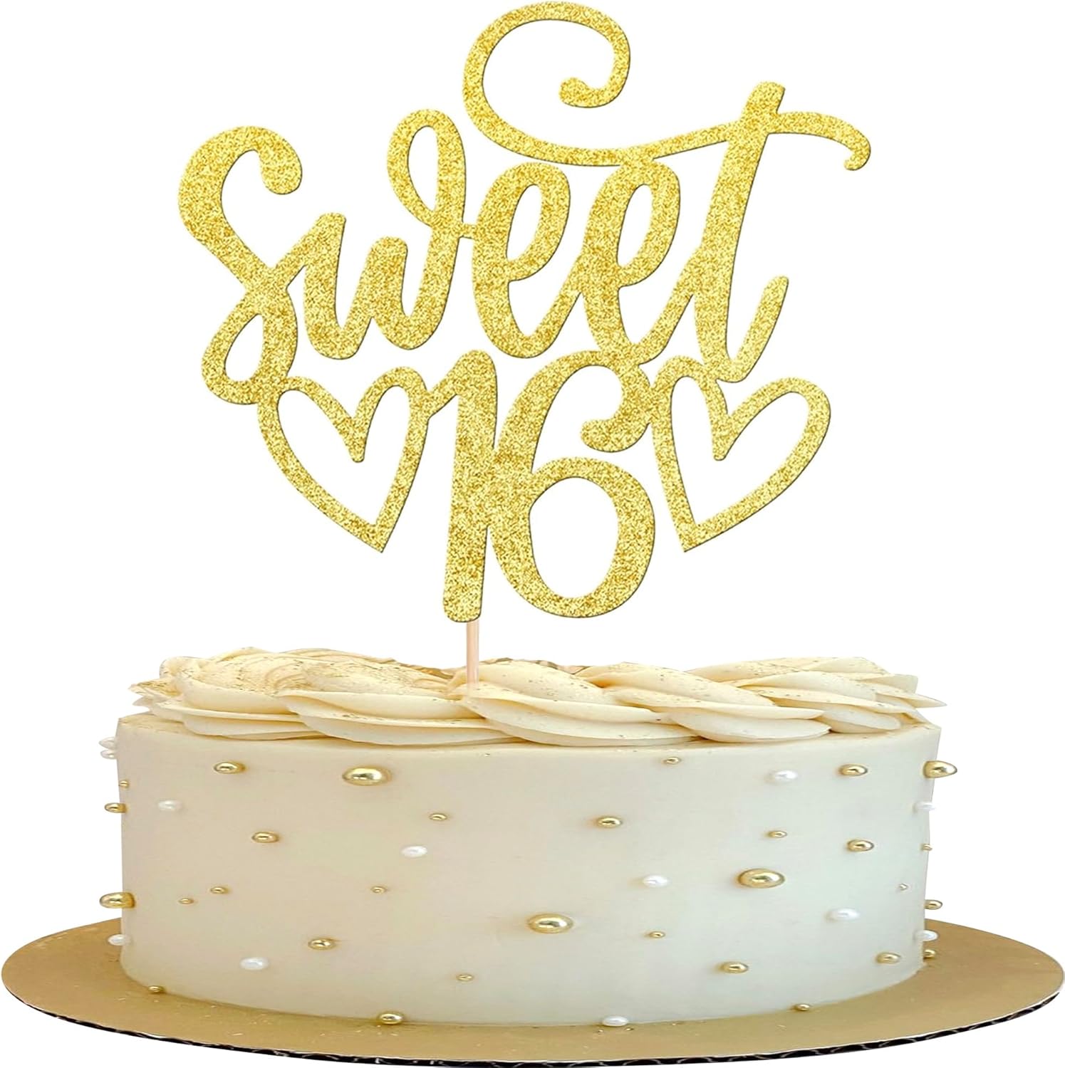 1 Pack Sweet Teenager 16 Cake Topper Glitter 16th Birthday Cake Pick for Cheers to 16 Years Old 16th Birthday Party Cake Decorations Supplies Gold
