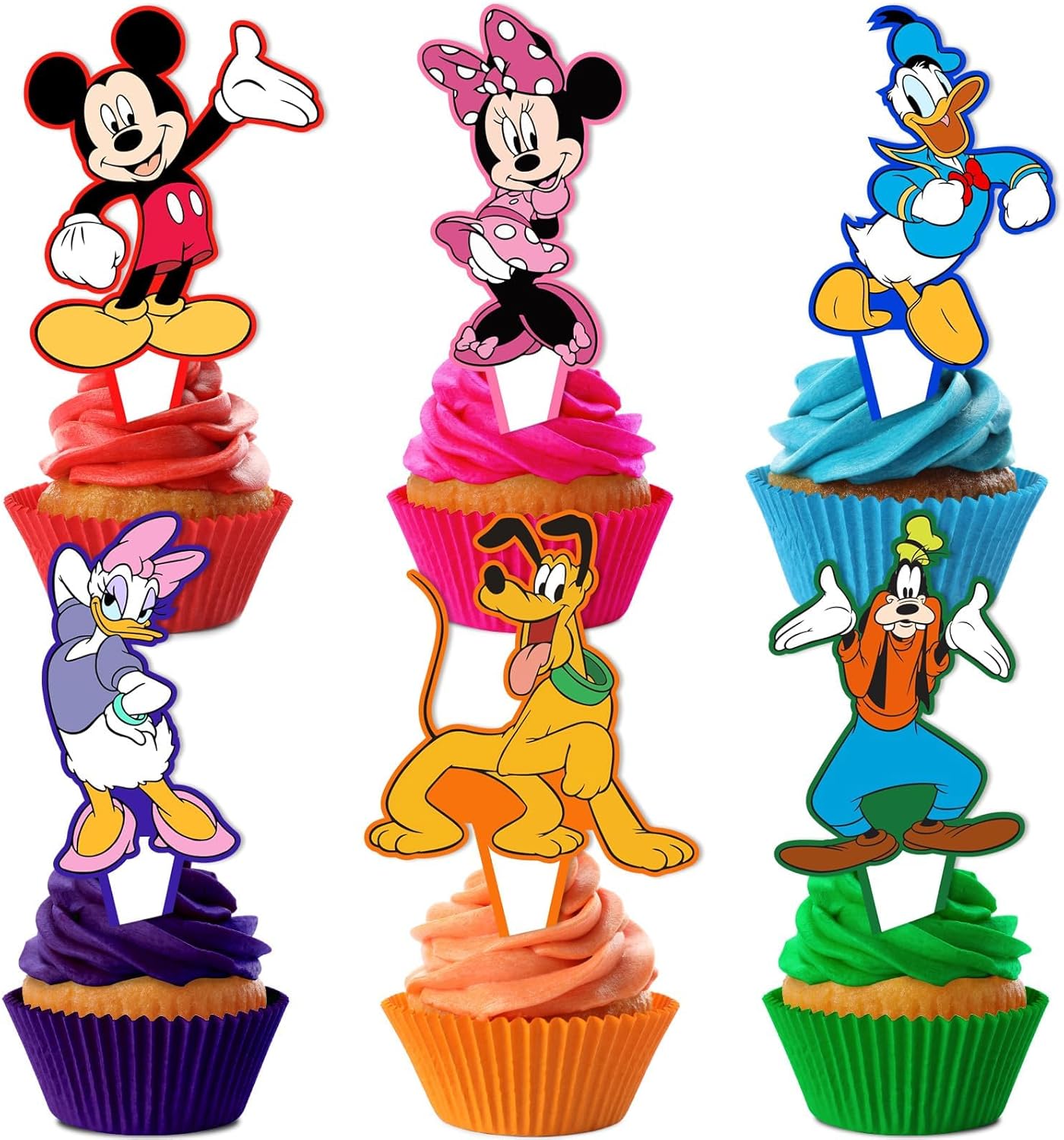Mouse Birthday Party Supplies, 24PCS Cupcake Toppers Decorations for Mickey Party Supplies Decor