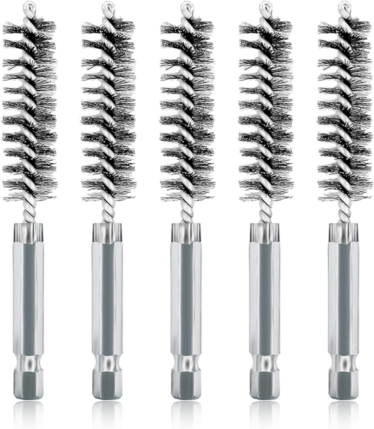 ASNOMY 5Pcs 1/2" Stainless Steel Bore Brush Set, Stainless Steel Bristles, Twisted Wire, 1/4" Hex Shank