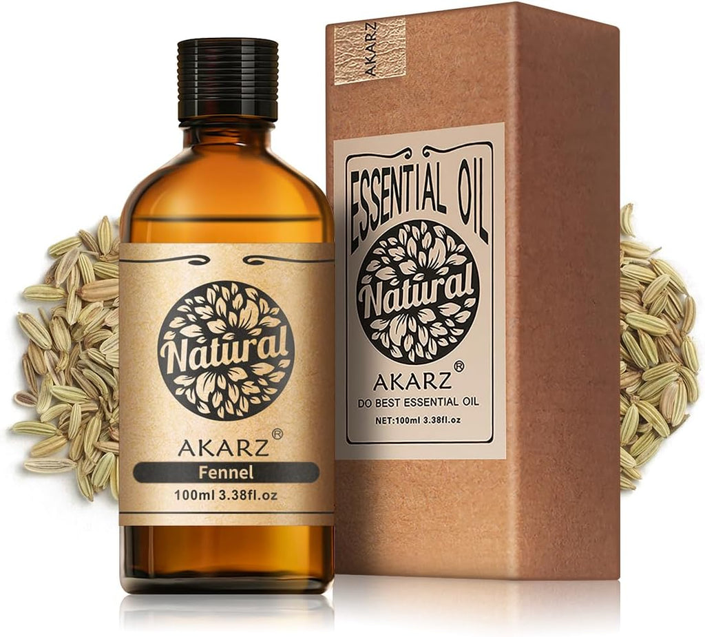 AKARZ 100ml Fennel Essential Oil Natural Fennel Oil Pure for Candle Making,DIY Skincare Products Massage,Home Spa Relaxation