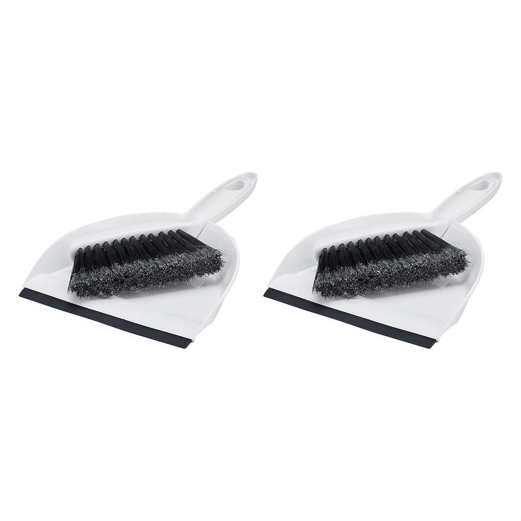 Amazon Basics Small Portable Mini Dustpan and Brush Set for Indoor Outdoor Floor Cleaning, Gray, Pack of 2