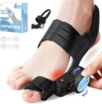 Bunion Corrector for Women & Men, Adjustable Knob Dual-Action Bunion Splint with Silicone Pad - Orthopedic Toe Straightener & Separator for Hallux Valgus Relief, Fits Left/Right Feet (Black)