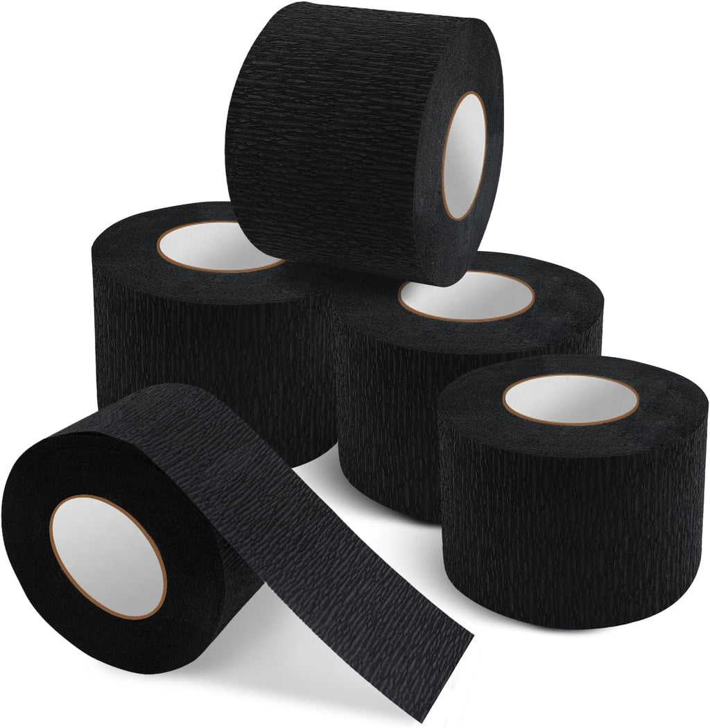 NICEMOVIC 5 Rolls Disposable Barber Paper Neck Strips Barber Accessories, Professional Barber Supplies Stretchy Paper Neck Strips for Salon Haircut Styling-Black