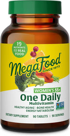 MegaFood Multivitamin for Women 55+ One Daily Womens Multivitamin with Vitamin D3, C, Zinc & Bioavailable Vitamin B12 & Folate - Healthy Aging, Brain & Bone Health, Vegetarian, 90 Tablets