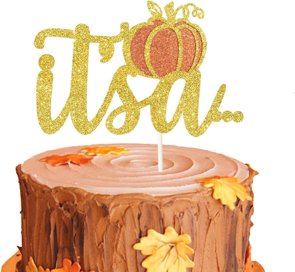 Pumpkin It’s a…Cake Topper for Fall Baby Shower Gender Reveal Party Decorations Autumn Pumpkin Baby Announcement Supplies