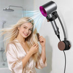 SEANCHEER Hands Free Hair Dryer Holder Wall Mount, 360° Rotating Adjustable Height Suction Cup Blow Dryer Holder, No Drill Installation, Damage-Free Wall, with Cord Storage for Most Hair Dryers