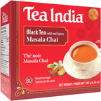 Tea India Masala Chai Tea Flavorful Blend Of Black Tea & Natural Ingredients Strong Full-Bodied Traditional Indian Caffeinated Tea 80 Round Teabags