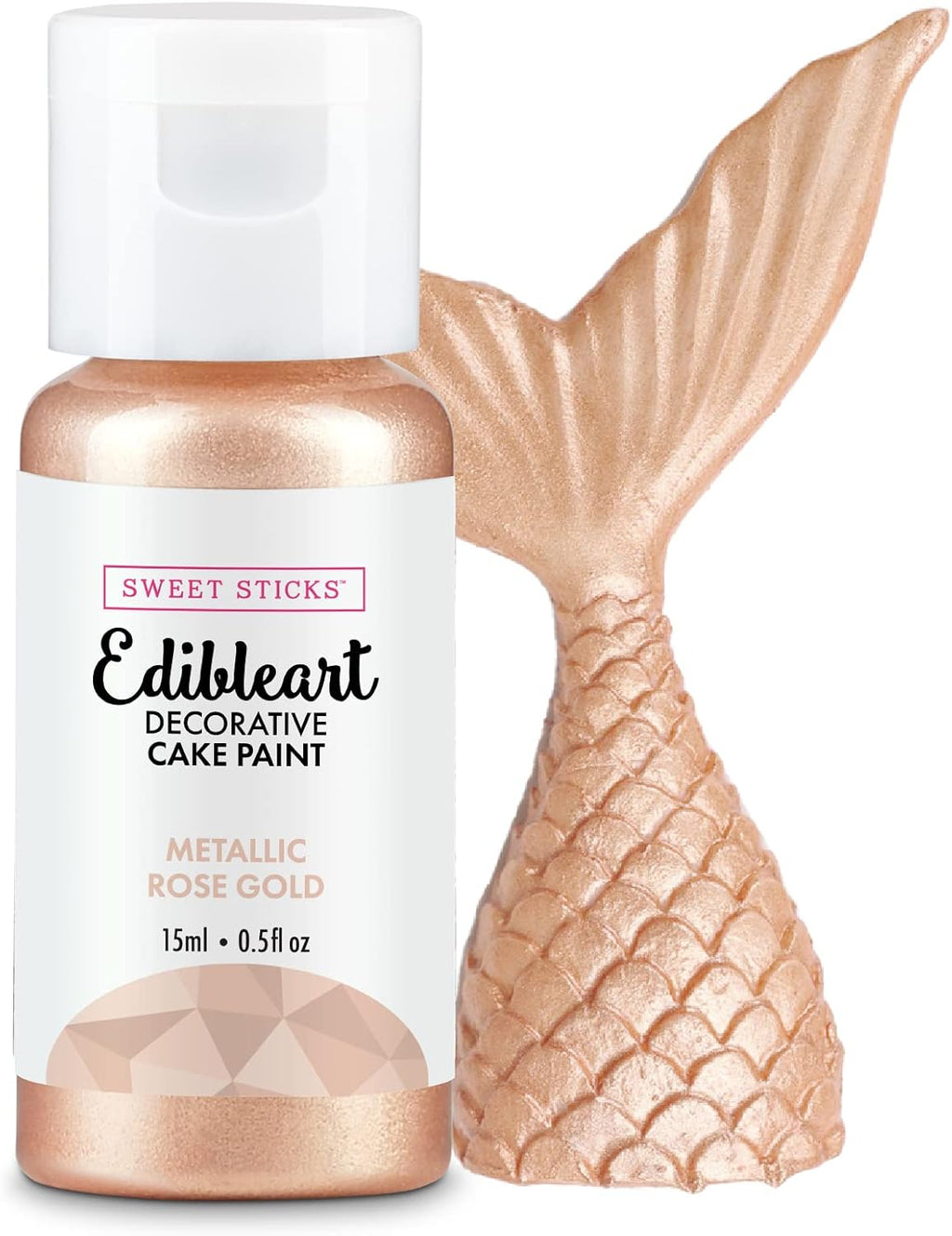 Sweet Sticks Edible Art Decorative Cake Paint 0.5 Ounce (15 Milliliters), Metallic Rose Gold