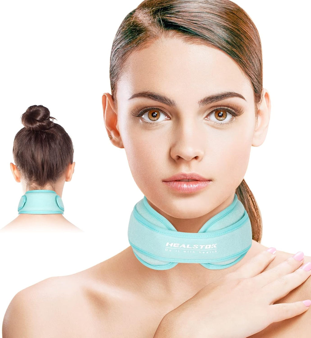 Neck Ice Pack Wrap,Cervical Ice Pack,Cold Compress Ice Packs for Injuries Reusable Cold & Hot Therapy Adjustable Flexible Gel Migraine Ice Head Wrap for Neck Pressure (Iceblue)