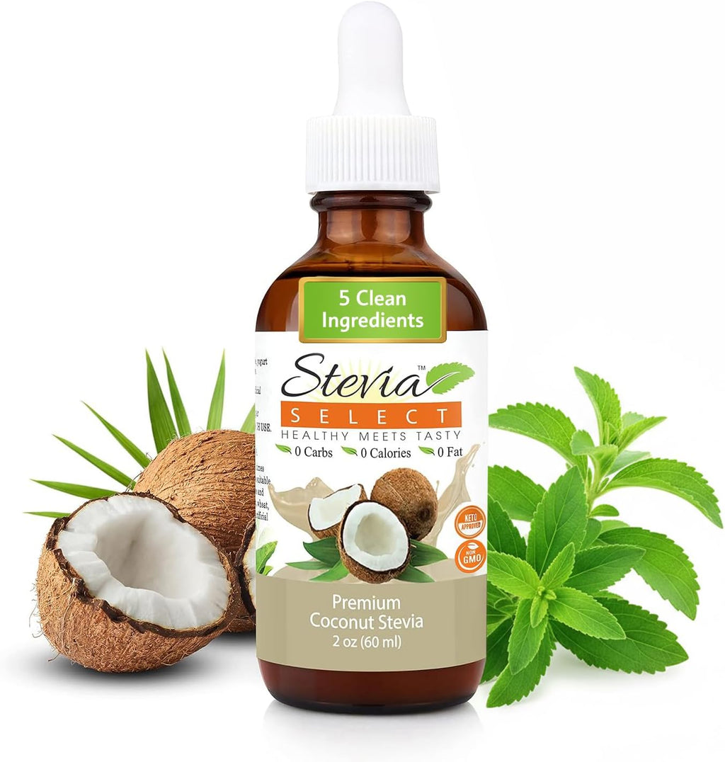 Stevia Select Coconut Flavored Liquid Stevia – Zero Calorie Coffee, Tea, Drink & Baking Sweetener, All-Natural, No Erythritol, Keto-Friendly Sugar Alternative, 300 Servings – 2 Oz (1 Pack)