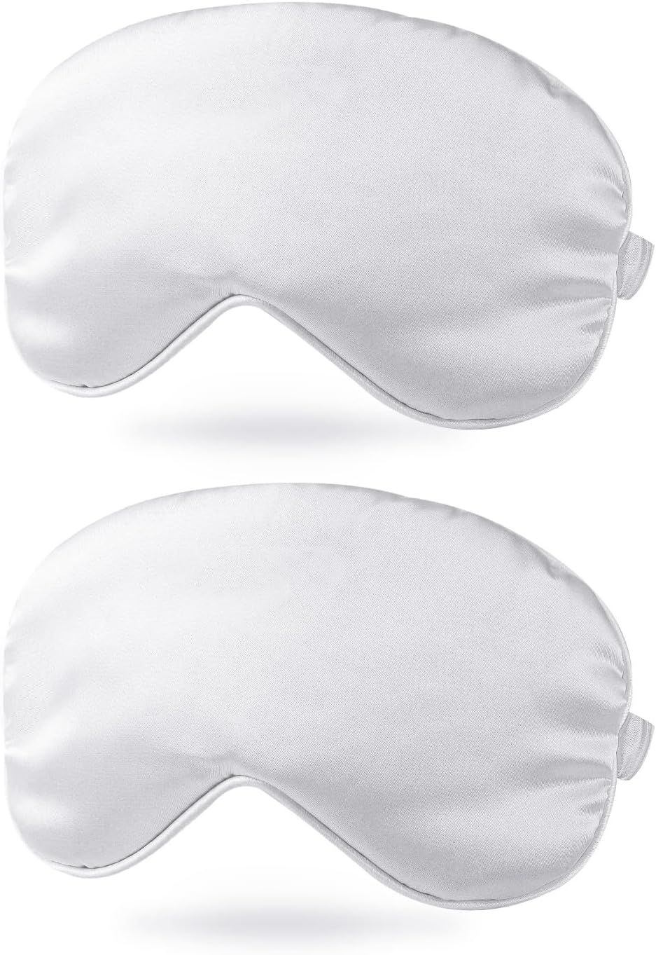 PATIKIL Silk Sleep Mask, 2 Pack Soft Satin Eye Protective Mask Blackout Eye Cover with Elastic Straps for Side Sleeping Women Men Travel, White