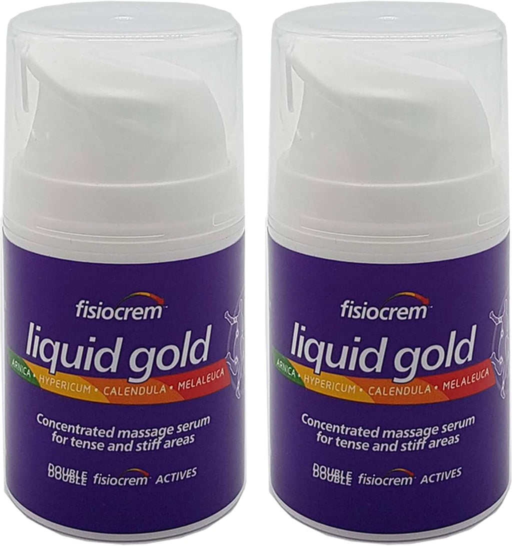 Fisiocrem Liquid Gold - Concentrated Massage serum for Tense and Stiff Areas, Double Strength = Double fisiocrem Actives - 50 ml (Pack 2 Units)