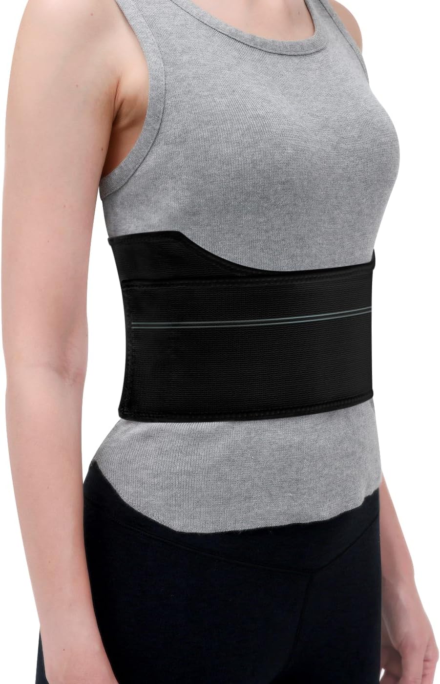 Pauline Broken Rib Brace for Women - Compression Chest Binder for Cracked Ribs Support & Chest Pain Relief - Rib Belt for Bruised Rib Cage (Black, Fits 30”-45”)