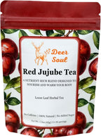 Deer Soul Red Jujube Tea with Red Jujube, Longan Fruit, Goji Berry & Ginger | Loose Leaf Herbal Tea, 1.5 oz