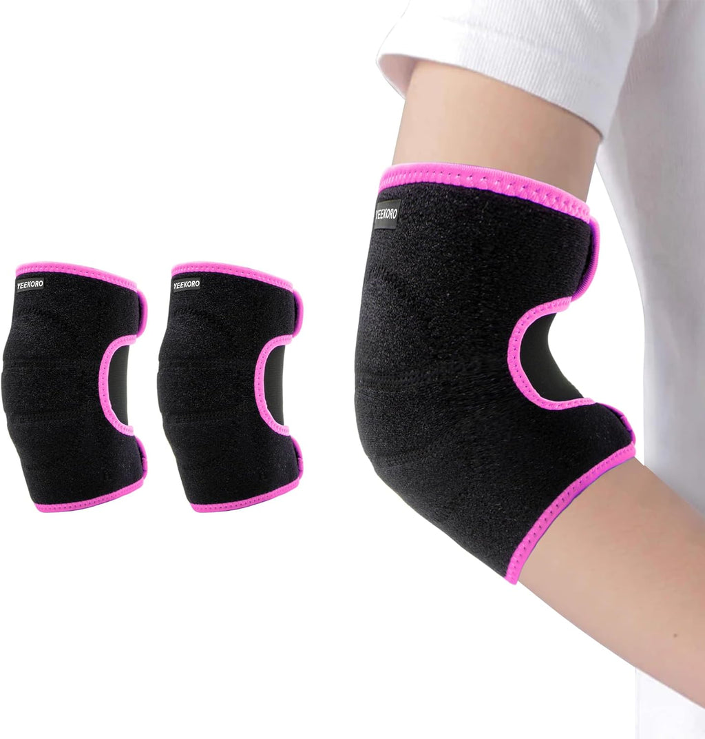 Kids Elbow Brace Arm Sleeve, Adjustable Sport Elbow Protector Breathable Elbow Sleeve with Double Magic Stick Compression Elbow Sleeve Elbow Support for Tennis Football Cycling Golf Basketball