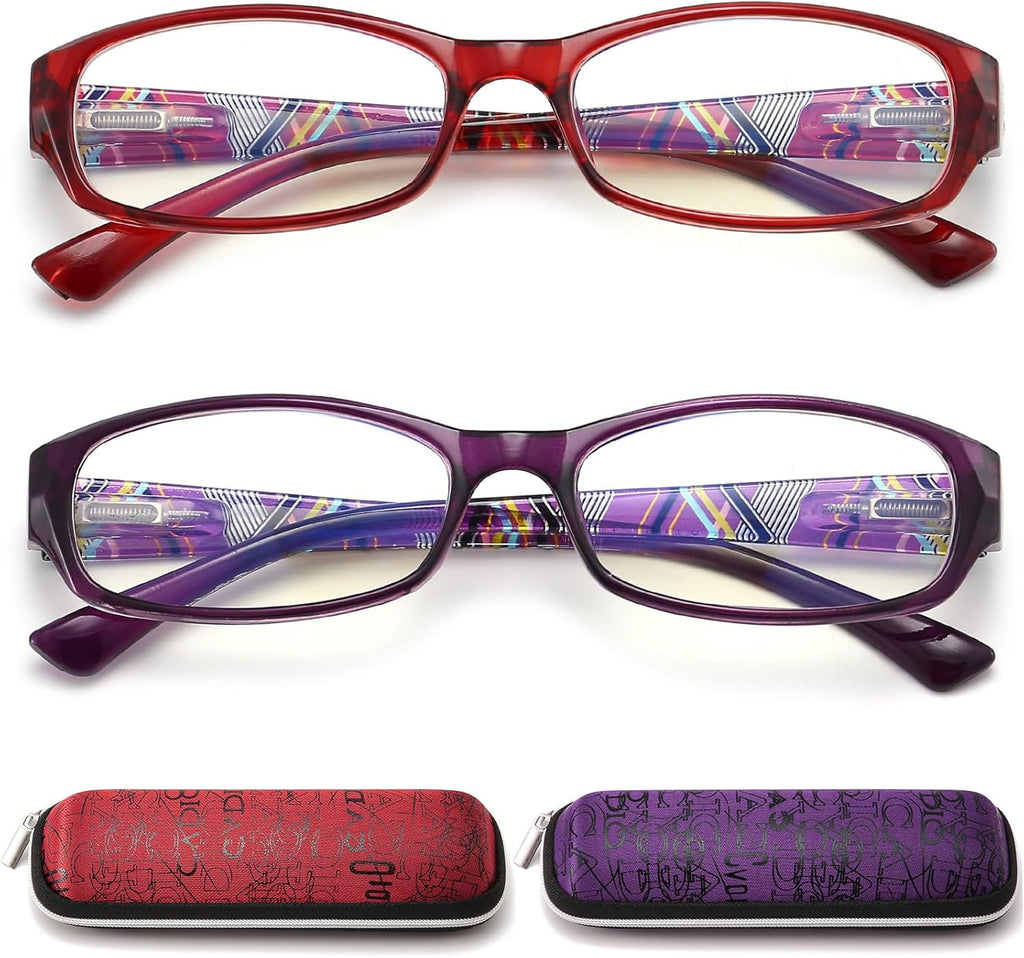 Reading Glasses for Women with Spring hinges 1.50 Lightweight Computer Readers with Blue Light Protection and Case