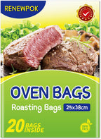 Roasting Bags for Oven with Ties for Roasting Chicken, Meat & Fish Multi Purpose Cooking Bags (20PCS, 11 * 15 Inch)