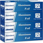 Aluminum Foil Standard 12 inch Wide, 1000 FT Food Safe Foil Wrap for Cooking, Baking, Grilling, Food Service Pony Packaging Aluminum Foil Roll (12"x1000', Standard-4 Count)