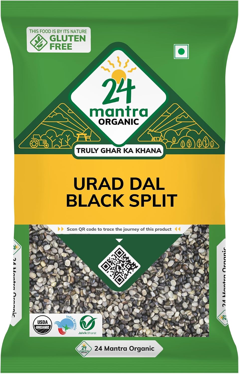 24 Mantra Organic Urad Dal Black Split - 4 lb