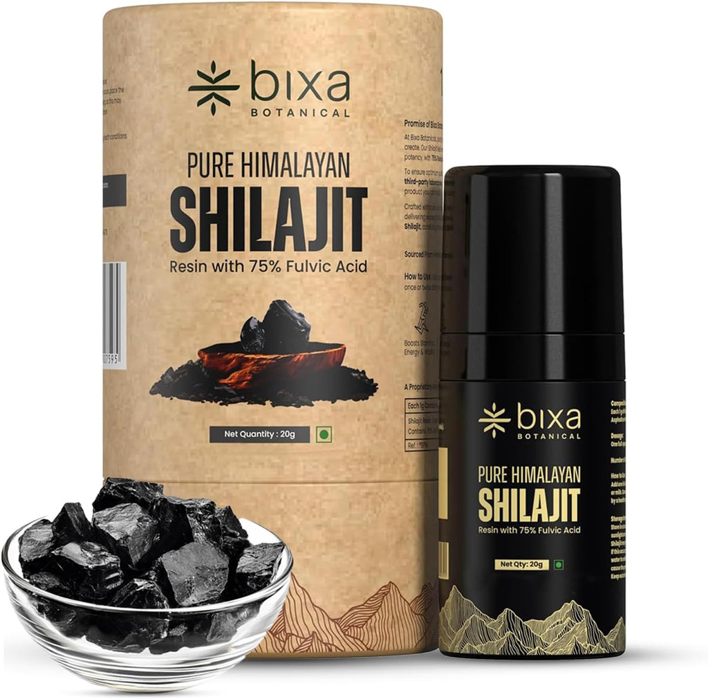 bixa BOTANICAL Shilajit for Men, Pure Himalayan Resin with 75% Fulvic Acid, Supports Energy, Stamina & Muscle Health – Fast-Dissolving, Lab-Tested, Vegan, Mess-Free Pump, Easy to Carry, 20 g