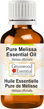 Greenwood Essential Melissa Essential Oil (Melissa officinalis) Pure | Non-Sticky | Non-Greasy | Lightweight | Men & Women | All Skin Types | Steam Distilled 15ml (0.50 oz)