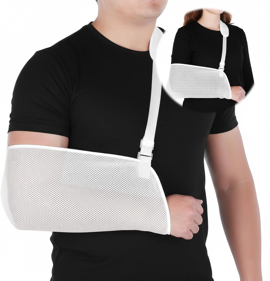 ElevateTech Mesh Arm Shoulder Sling, Breathable Shoulder Immobilizer Shower Adjustable Suitable for Left And Right Arms Comfort Type (White)