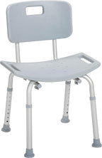 Drive Medical Shower Chair with Back - Adjustable Bathroom Bench - Suction Feet - Lightweight Durable Construction - Comfortable Contoured Seat - Grey