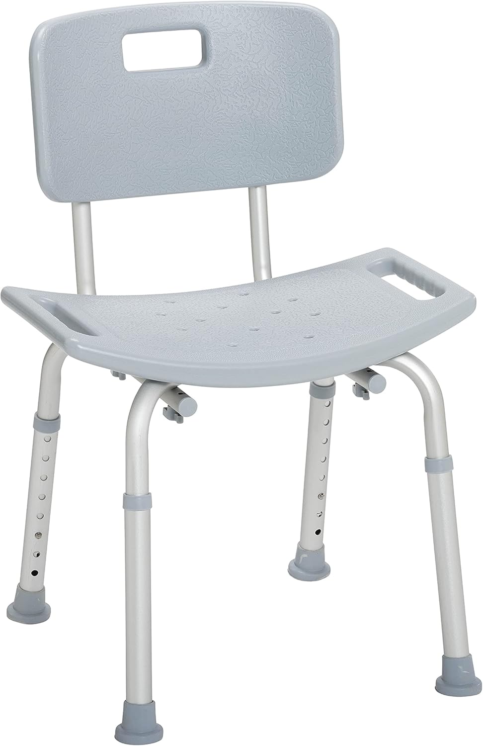 Drive Medical Shower Chair with Back - Adjustable Bathroom Bench - Suction Feet - Lightweight Durable Construction - Comfortable Contoured Seat - Grey