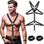 Tisancy Men's Chest Harness Belt Adjustable Buckle Chest PU Leather Male Harness Secure Fastening for Men's Costumes Clothes
