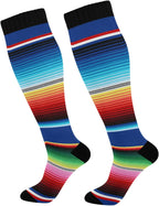 Nander Mexican Serape Blanket Stripes Compression Socks Women Men Knee High Stockings for Sports,Running,Travel 1Pair