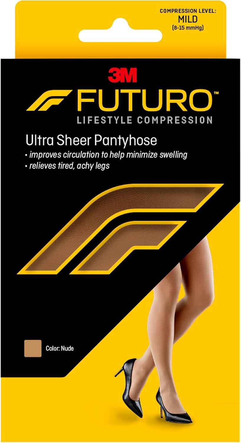 FUTURO Ultra Sheer Pantyhose for Women, Plus Size, Mild Compression (8-15 mm/Hg), Improves Circulation to Minimize Swelling, Relieves Tired & Achy Legs, Reinforced Toe & Heel (71019FCNEN)