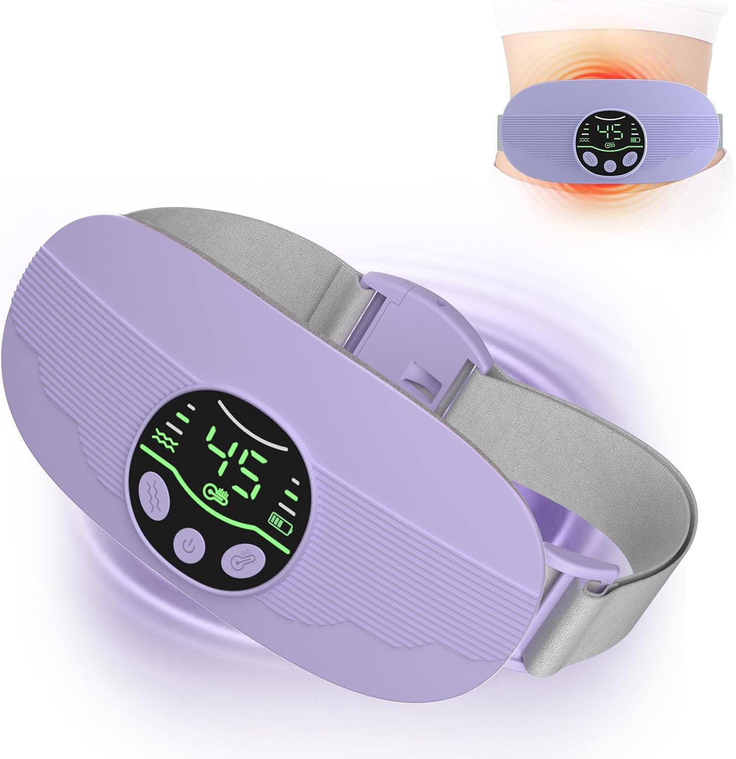HOTBAG Heating Pad for Period Cramps Portable Cordless 3S Fast Period Heating Pad Cramp Relief with 3 Heat Levels and 3 Massage Modes Menstrual Electric Waist Wrap Belt for Pain Relief Gifts for Her